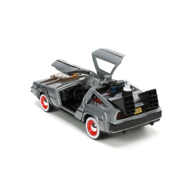 Back to the Future III Hollywood Rides Diecast Model 1/32 DeLorean Time Machine Free Rolling