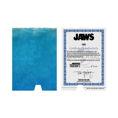 Certificado de autenticidade JAWS com fundo azul e texto detalhado