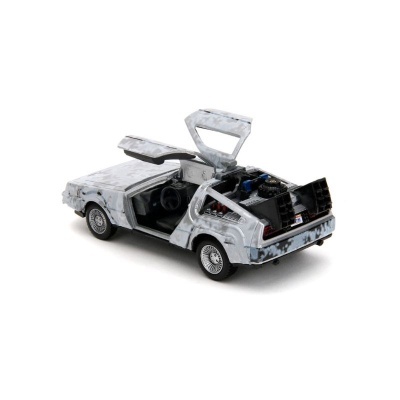 Back to the Future Hollywood Rides Diecast Model 1/32 DeLorean Time Machine Frost