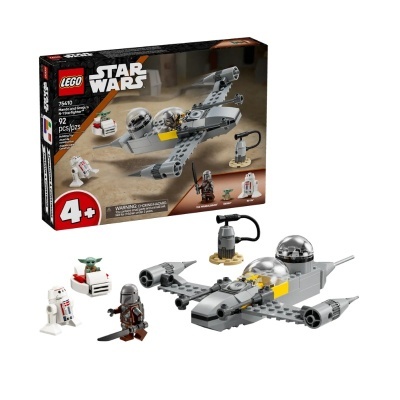 Conjunto LEGO Star Wars 75410 com mini figuras e nave N-1 Starfighter cinza e amarelo