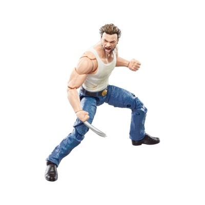 Figura de ação estilo super-herói em postura de luta com garras metálicas