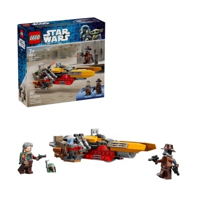 Caixa e peças do LEGO Star Wars speeder com mini-figuras Cole Vanth e Cad Bane