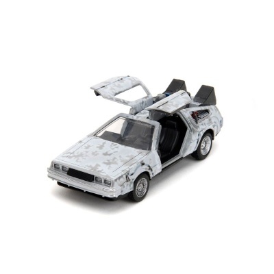 Back to the Future Hollywood Rides Diecast Model 1/32 DeLorean Time Machine Frost