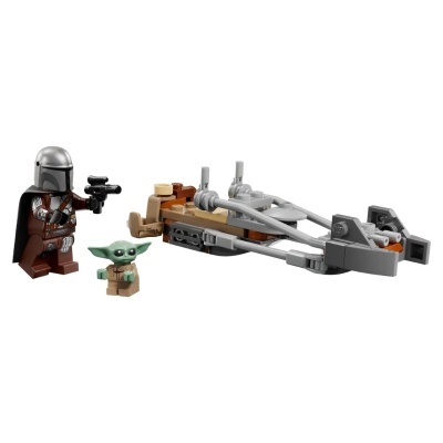 Conjunto LEGO Mandaloriano com Baby Yoda e nave espacial cinzenta e castanha