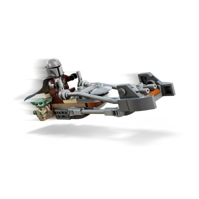 Figura Lego Mandaloriano com speeder e miniatura do Grogu