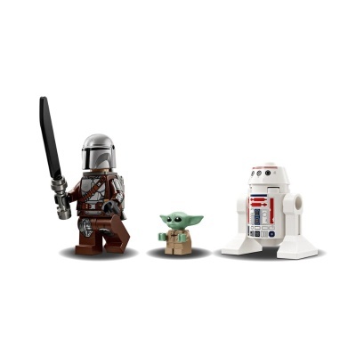 Três mini figuras LEGO de personagens em branco, castanho e verde.