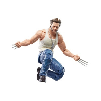 Figura de ação masculina com garras e roupa casual sobre fundo branco