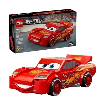Brinquedo LEGO Speed Champions Lightning McQueen em vermelho com olhos azuis e número 95.