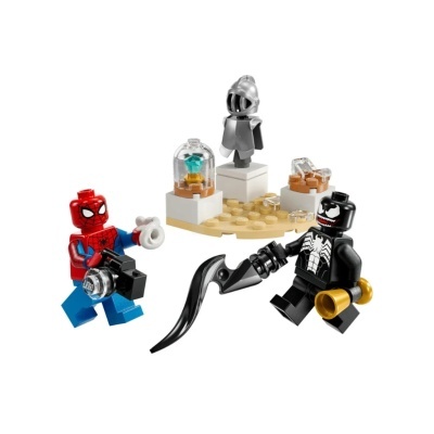 Conjunto LEGO Spider-Man e Venom com cenário e acessórios