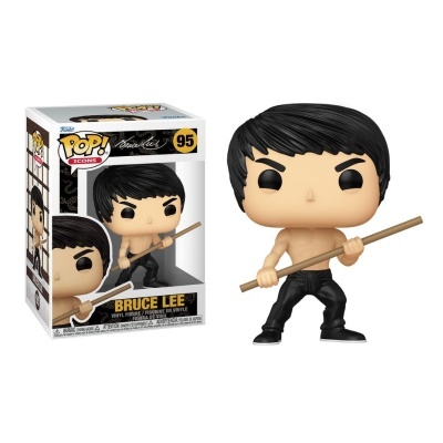 Figura Funko Pop! Bruce Lee com bastão e embalagem