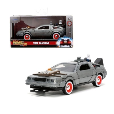 Back to the Future III Hollywood Rides Diecast Model 1/32 DeLorean Time Machine Free Rolling