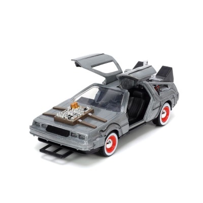 Back to the Future III Hollywood Rides Diecast Model 1/32 DeLorean Time Machine Free Rolling