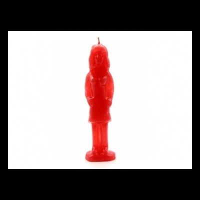 Vela decorativa vermelha em forma de mulher
