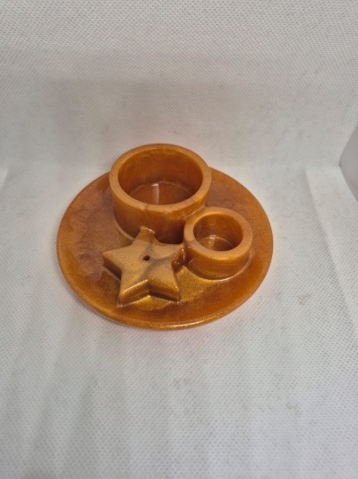 porta velas e incenso dourado