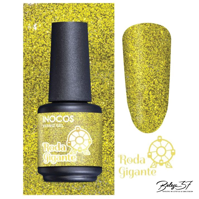 Verniz Gel Inocos – 304 - Roda Gigante (Glitter Amarelo) Verniz Gel Inocos – 304 - Roda Gigante (Glitter Amarelo)