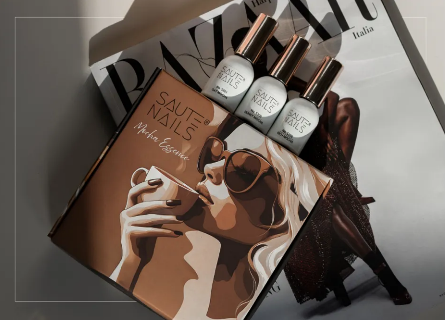 Coleção de Verniz Gel Saute Nails Mocha Essence + Top Glossy No Wipe Coleção de Verniz Gel Saute Nails Mocha Essence + Top Glossy No Wipe