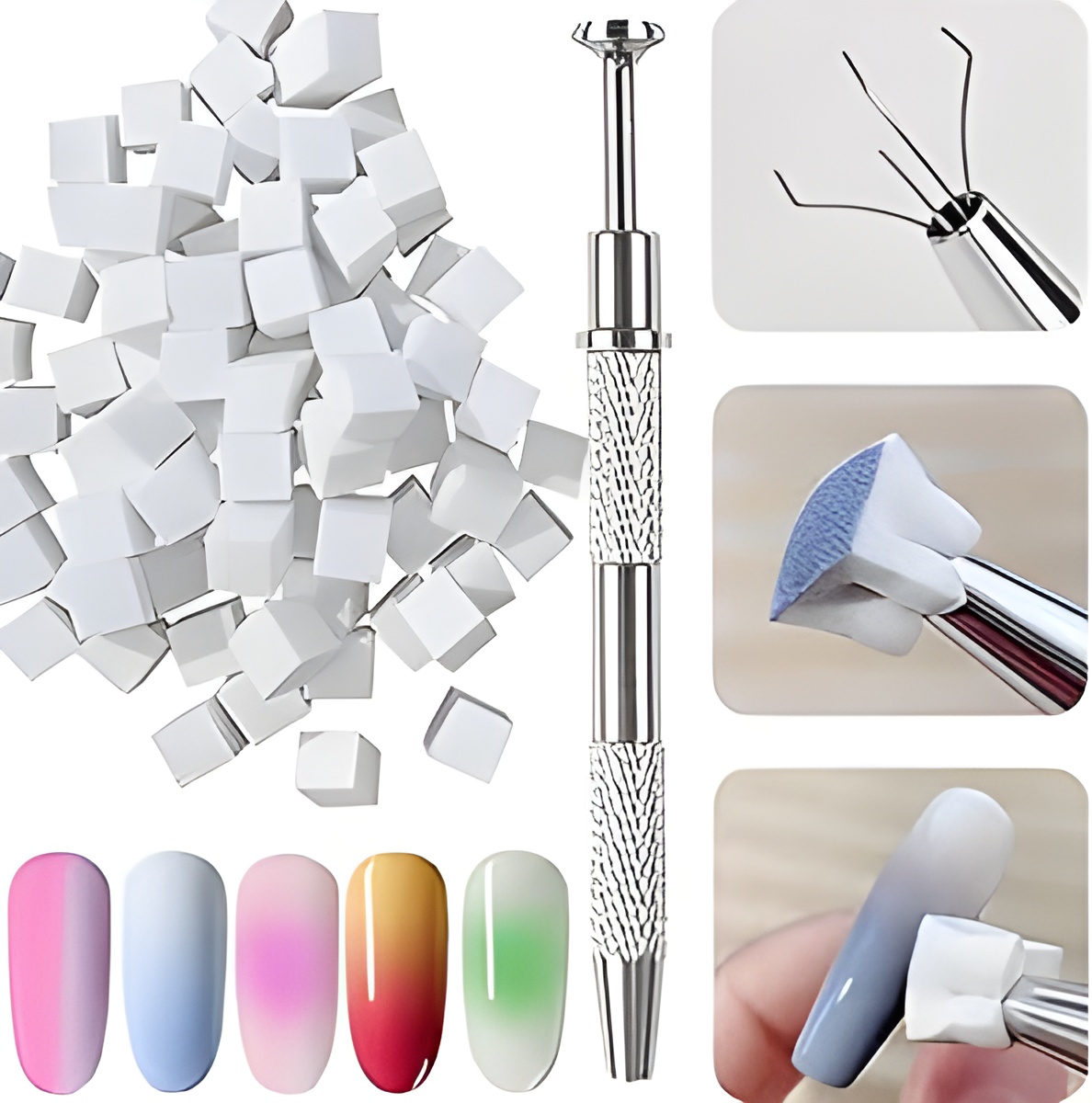 Esponjas Nail Art com Grip Metálico – 100 un.