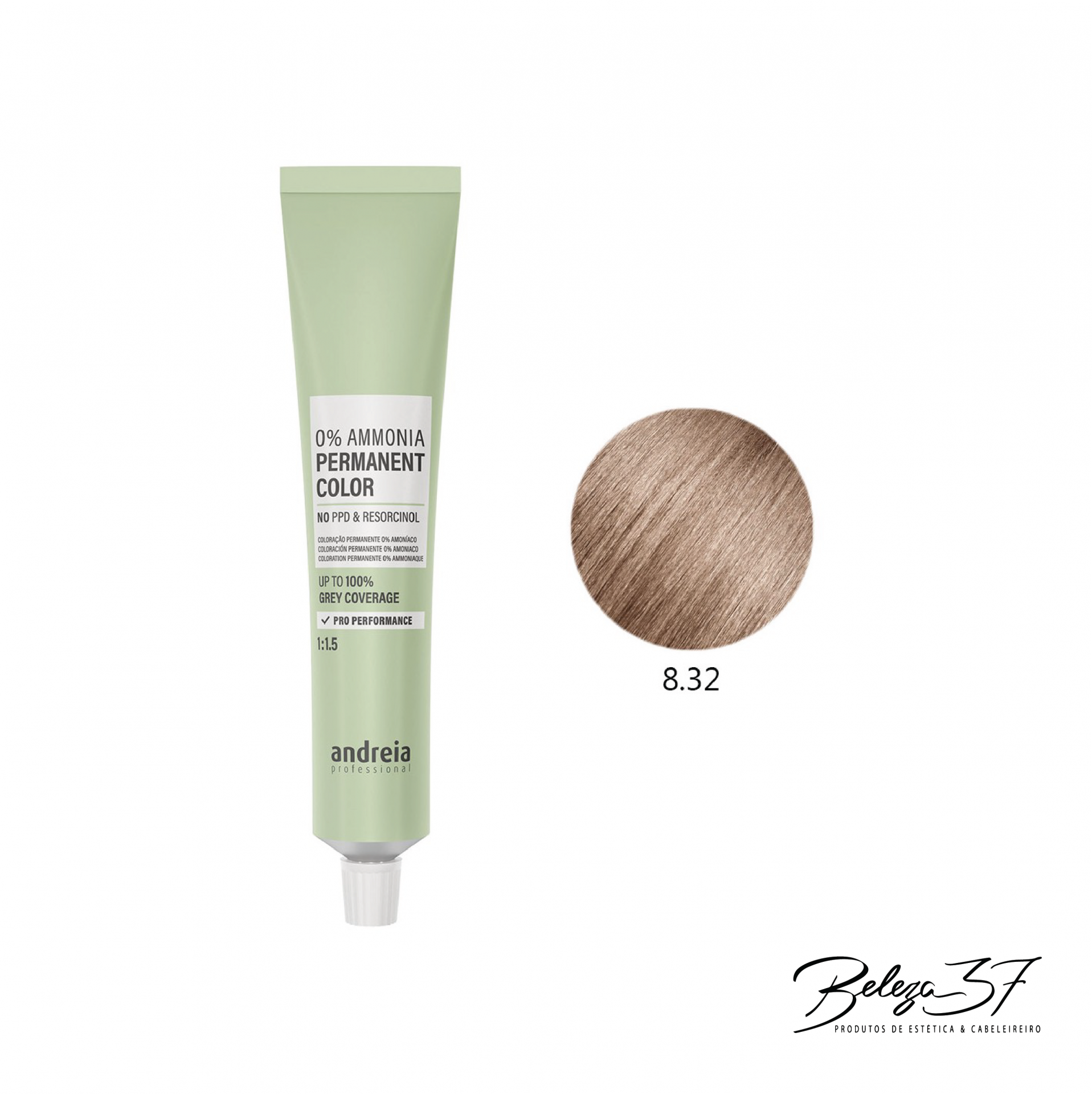 Coloração Permanente Andreia 0% Amoníaco 8.32 Coloração Permanente Andreia 0% Amoníaco 8.32