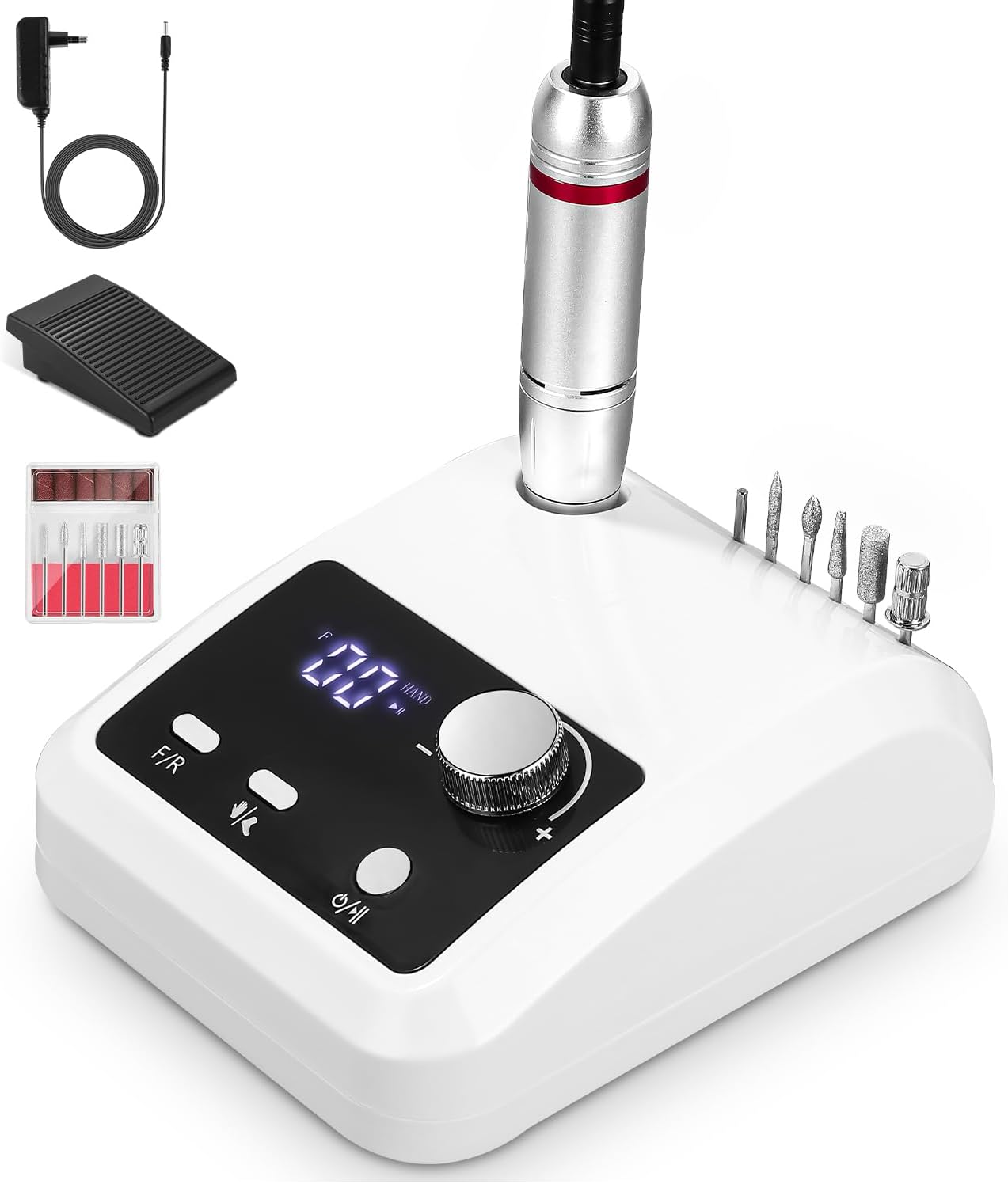 Fresa Elétrica Digital Branca Jutyum 45000 RPM Fresa Elétrica Digital Branca Jutyum 45000 RPM