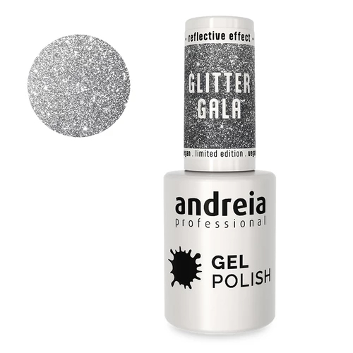 Verniz Gel Andreia GG1 - Prata com brilhos prateados - Descontinuado Verniz Gel Andreia GG1 - Prata com brilhos prateados - Descontinuado