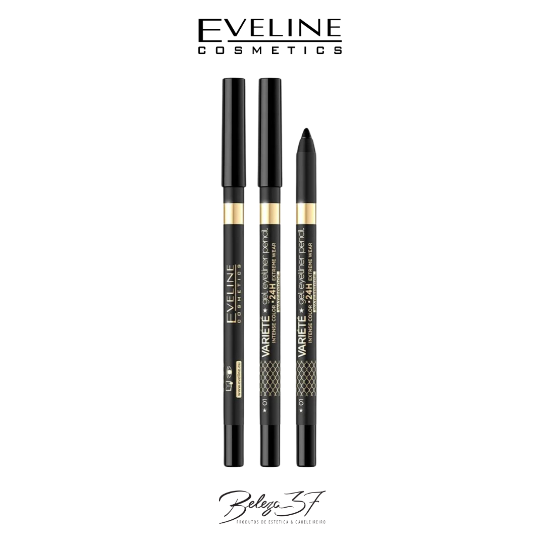 Lápis de Olhos em Gel à Prova de Água Eveline – Variété Gel Eyeliner Pencil Waterproof - 01 Black Lápis de Olhos em Gel à Prova de Água Eveline – Variété Gel Eyeliner Pencil Waterproof - 01 Black
