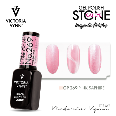 Verniz gel para unhas Victoria Vynn Pink Saphire com três amostras em rosa brilhante