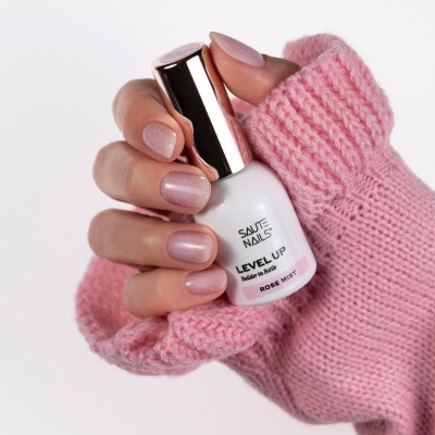 Gel Construtor Saute Nails BiB Level UP – Rose Mist (Rosa Leitoso com Brilhos) 8ml