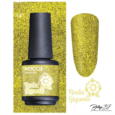 Verniz Gel Inocos – 304 - Roda Gigante (Glitter Amarelo)