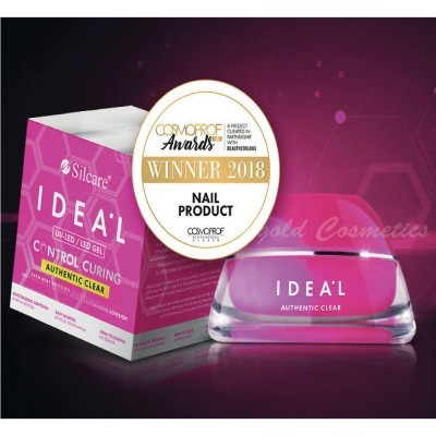 Gel UV para unhas Silcare IDEAL Authentic Clear com embalagem e selo de prémio