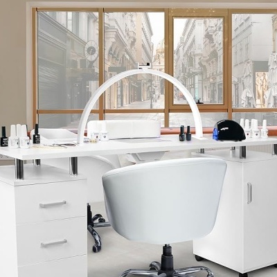 Mesa de Manicure Profissional com Aspirador Encastrado + Candeeiro LED + Apoio de Mãos