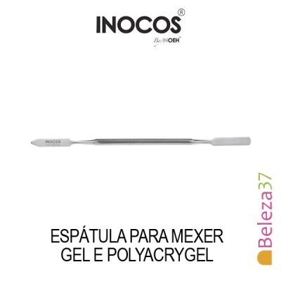Espátula metálica dupla para mexer gel e polyacrygel com gravação INOCOS