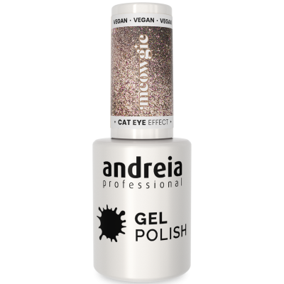 Verniz Gel Andreia Cat Eye Effect MC2 (Gliter Magnético Taupe com Brilhos Rosa)