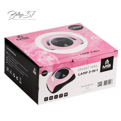 Caixa de lâmpada smart para unhas 2-em-1, 120W, rosa e preta