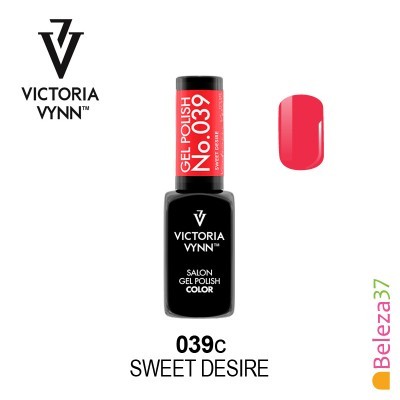 Esmalte gel vermelho Victoria Vynn 039c Sweet Desire em embalagem preta e vermelha
