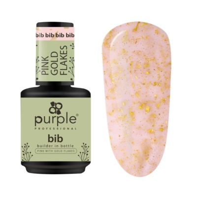 Gel Construtor Purple BIB - Builder in Bottle - Pink With Gold Flakes 15ml