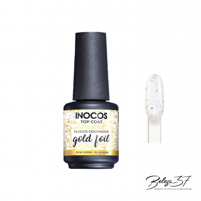 Top Coat Inocos Gold Foil - Flocos Dourados 15ml