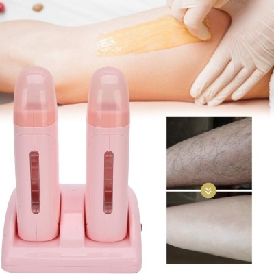 Aquecedor de Cera Roll-on de Base Dupla Cor Rosa