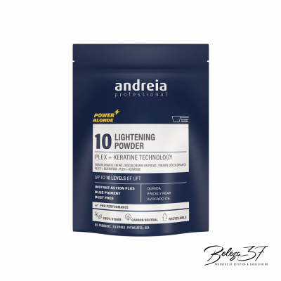 Embalagem azul escuro de pó descolorante para cabelo Andreia Professional Lightening Powder