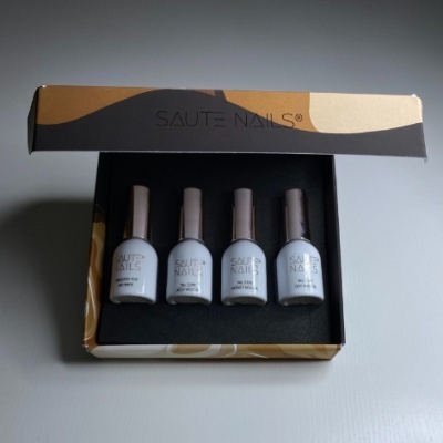 Coleção de Verniz Gel Saute Nails Mocha Essence + Top Glossy No Wipe