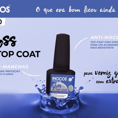 Top Coat Gloss Extra Brilho Anti-Riscos Inocos 15ml