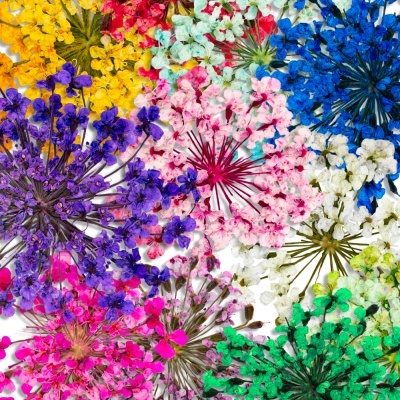 Flores artificiais coloridas em padrões redondos