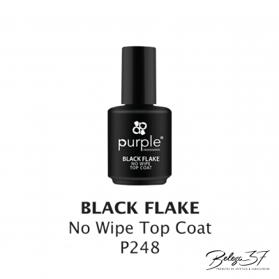 Top Coat Black Flake No Wipe Purple 15ml