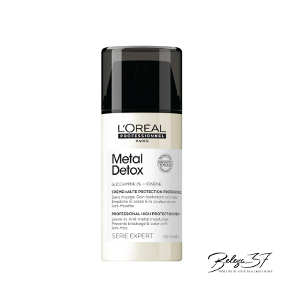 Embalagem de creme L'Oréal Professionnel Metal Detox 100 ml com tampa preta