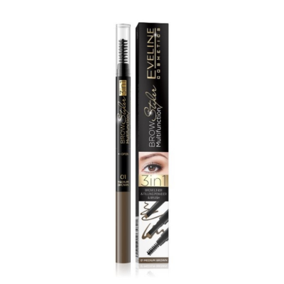 Eveline Brow Styler - Lápis para Sobrancelhas 3 em 1 - Tom 01 - Medium Brown