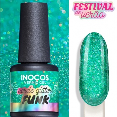 Verniz Gel Inocos – 332 - Verde Glitter Funk