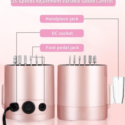 Fresa&#x20;El&#x00E9;trica&#x20;Rosa&#x20;Redonda&#x20;de&#x20;35.000&#x20;RPM&#x20;com&#x20;Pedal&#x20;e&#x20;6&#x20;Brocas