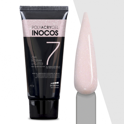 Polyacrygel Inocos em Bisnaga 7 - Chá Rosinha com Glitter 60g