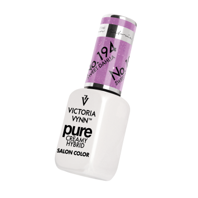 Frasco de verniz de unhas Victoria Vynn Pure Creamy Hybrid branco com tampa roxa