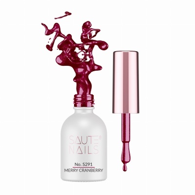 Verniz Gel Saute Nails S291 - Merry Cranberry (Vermelho com Partículas Cintilantes)