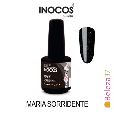 Verniz Gel Inocos 168 – Maria Sorridente (Preto com Brilhos)